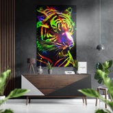 Neon Tiger Brushed Aluminum Dibond Wall Art.